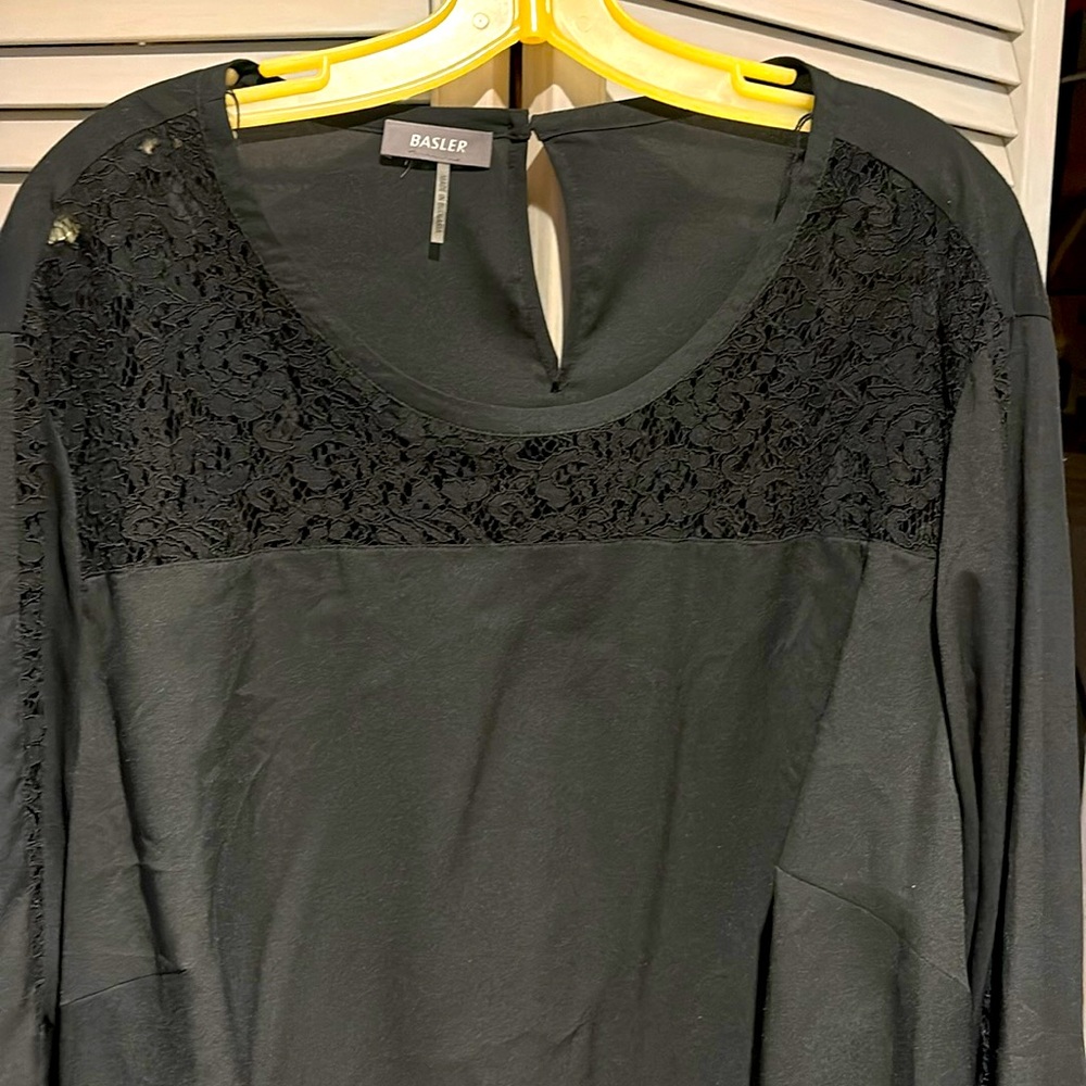 "Basler” Lightweight Black Evening Lace Tunic